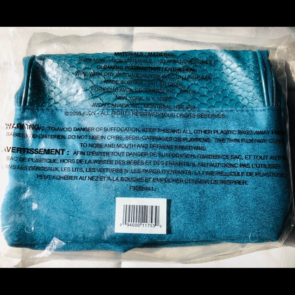 Avon NWT Dark Teal Faux Croc Cosmetic Travel Bag. - Picture 5 of 8
